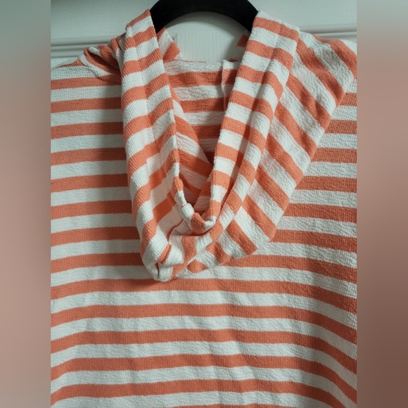 Jones New York Womens Striped Peach and White Hoodie Size M - Picture 5 of 10